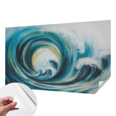 35D-Fototapete fürs Schlafzimmer mit Motiv einer Meereswelle