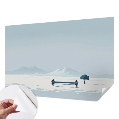 Motivtapete fürs Wohnzimmer mit einem minimalistischen Landschaftsdesign