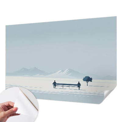 Motivtapete fürs Wohnzimmer mit einem minimalistischen Landschaftsdesign