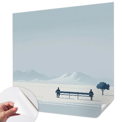 Motivtapete fürs Wohnzimmer mit einem minimalistischen Landschaftsdesign