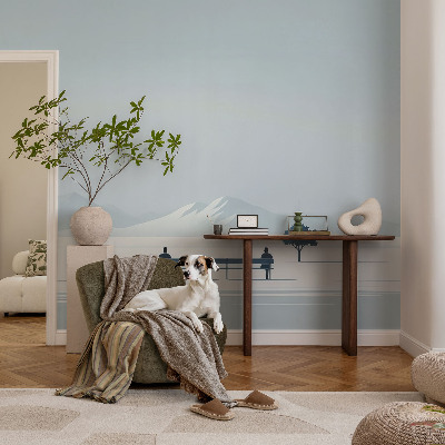 Motivtapete fürs Wohnzimmer mit einem minimalistischen Landschaftsdesign