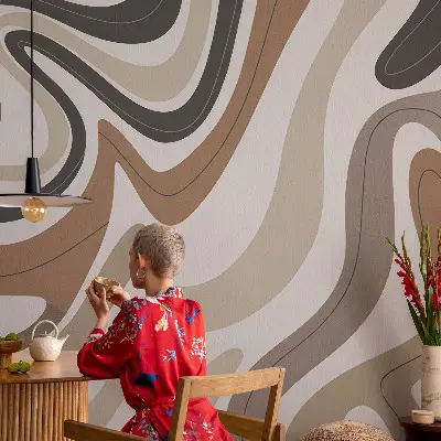 Selbstklebende Fototapete für die Wand mit harmonischen Wellen
