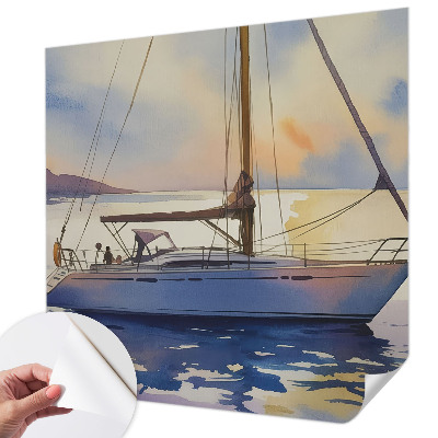 Selbstklebende Fototapete fürs Schlafzimmer mit Motiv eines Segelboots im Westen