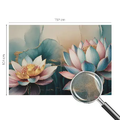 36D-Fototapete fürs Wohnzimmer mit Lotusblumenmotiv der Harmonie
