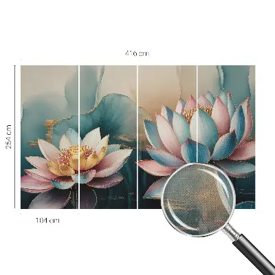36D-Fototapete fürs Wohnzimmer mit Lotusblumenmotiv der Harmonie