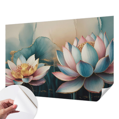 36D-Fototapete fürs Wohnzimmer Lotusblumen der Harmonie