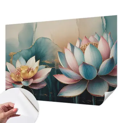 36D-Fototapete fürs Wohnzimmer mit Lotusblumenmotiv der Harmonie