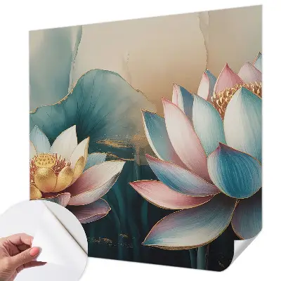 36D-Fototapete fürs Wohnzimmer mit Lotusblumenmotiv der Harmonie