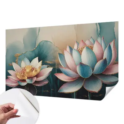 36D-Fototapete fürs Wohnzimmer mit Lotusblumenmotiv der Harmonie