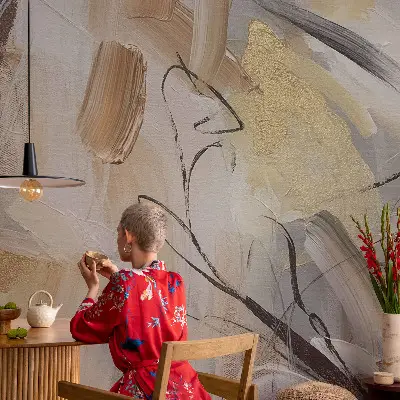Selbstklebende Fototapete fürs Wohnzimmer mit abstrakter Komposition