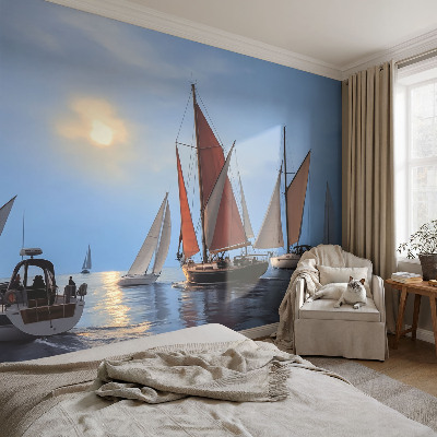Motivtapete fürs Wohnzimmer mit Segelmotiven für maritime Wohnraumdekoration