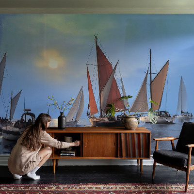 Motivtapete fürs Wohnzimmer mit Segelmotiven für maritime Wohnraumdekoration