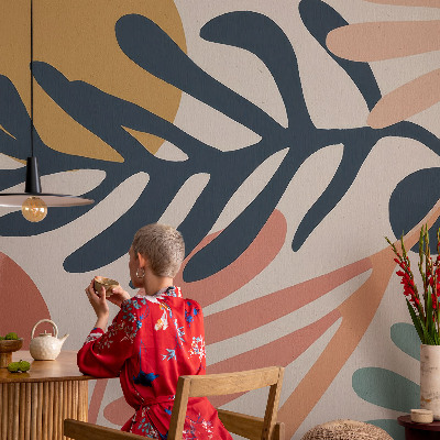 38D-Fototapete fürs Wohnzimmer Blattmuster