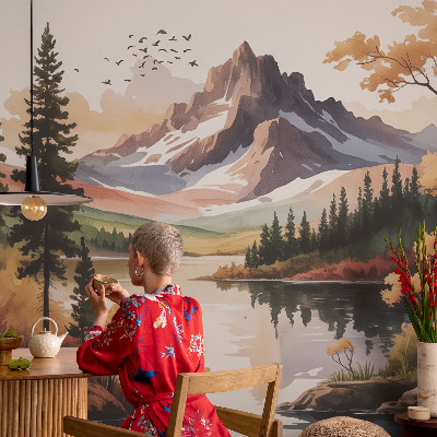 Selbstklebende Fototapete fürs Wohnzimmer Bergherbst