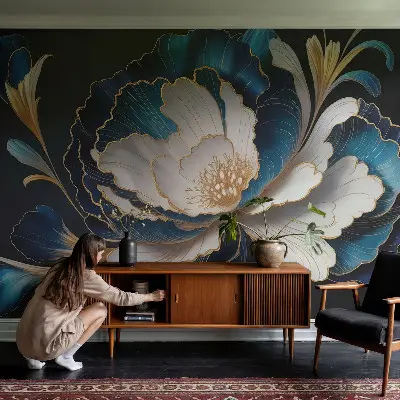 Selbstklebende Fototapete fürs Kinderzimmer mit Blumenmuster