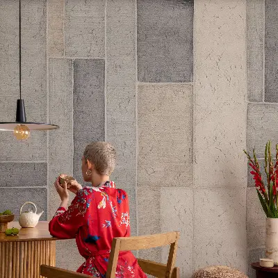 Fototapete in 3D-Optik mit geometrischem Mosaikmotiv