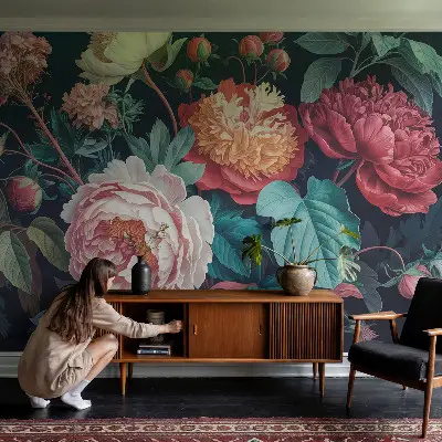 Fototapete nach Maß mit bunten Blumen