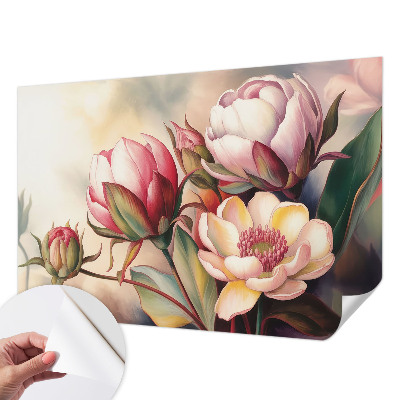 Motivtapete fürs Wohnzimmer mit einem Blumenstrauß als Motiv