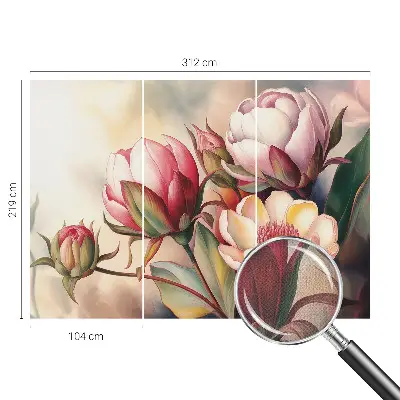 Motivtapete fürs Wohnzimmer mit einem Blumenstrauß als Motiv