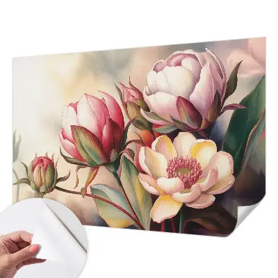 Motivtapete fürs Wohnzimmer mit einem Blumenstrauß als Motiv