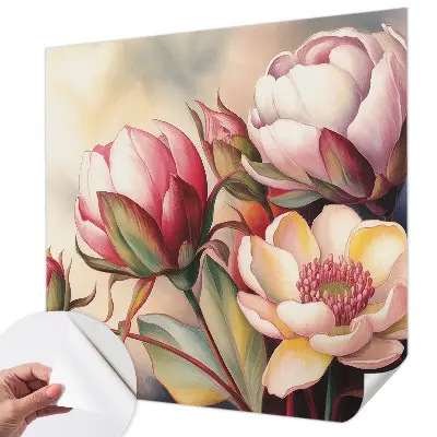 Motivtapete fürs Wohnzimmer mit einem Blumenstrauß als Motiv