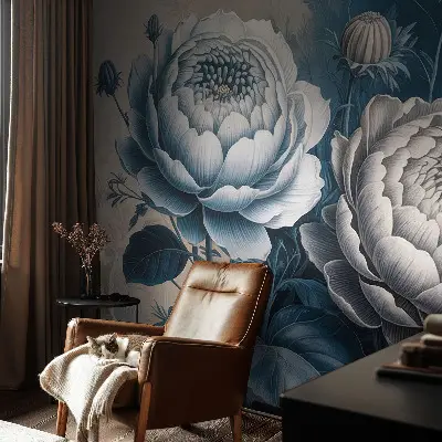 Selbstklebende Fototapete für die Wand mit romantischem Blumenmotiv