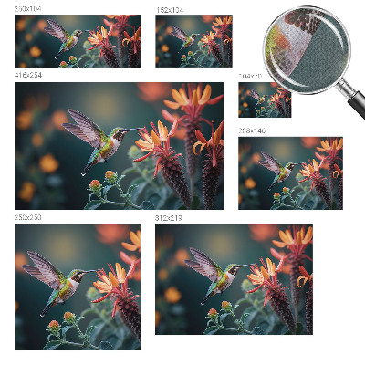 Selbstklebende Fototapete mit Kolibri- und Blumenmotiv