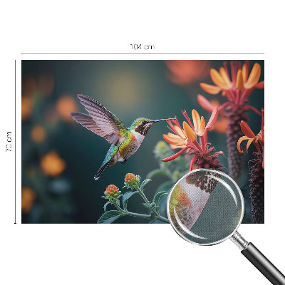 Selbstklebende Fototapete mit Kolibri- und Blumenmotiv