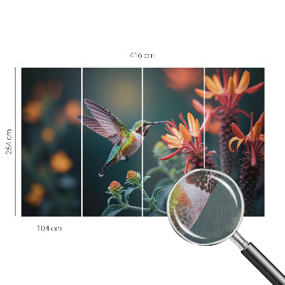Selbstklebende Fototapete mit Kolibri- und Blumenmotiv