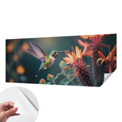Selbstklebende Fototapete mit Kolibri- und Blumenmotiv