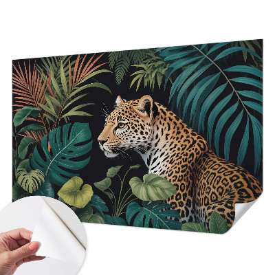 Selbstklebende Fototapete fürs Wohnzimmer mit exotischem Leopardenmotiv