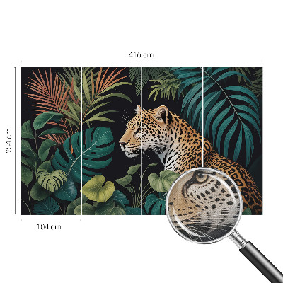 Selbstklebende Fototapete fürs Wohnzimmer mit exotischem Leopardenmotiv