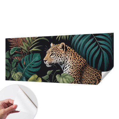 Selbstklebende Fototapete fürs Wohnzimmer mit exotischem Leopardenmotiv