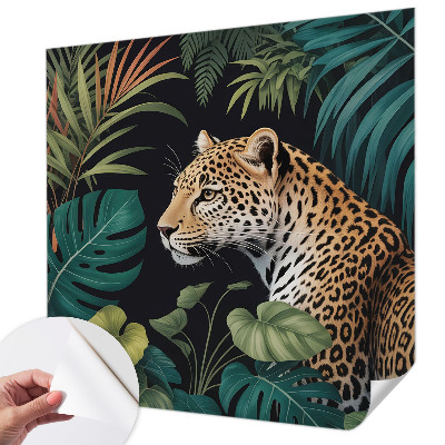 Selbstklebende Fototapete fürs Wohnzimmer mit exotischem Leopardenmotiv