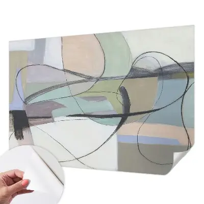 Selbstklebende Fototapete fürs Schlafzimmer mit pastellfarbenen Linien
