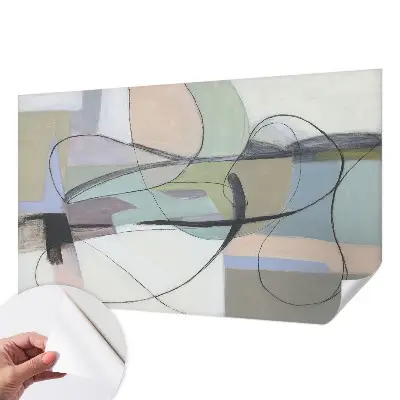 Selbstklebende Fototapete fürs Schlafzimmer mit pastellfarbenen Linien