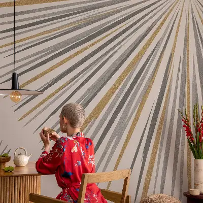 Selbstklebende Fototapete fürs Kinderzimmer mit geometrischem Fächer‑Motiv