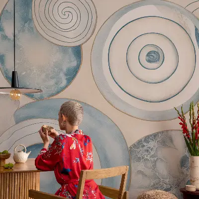41D-Fototapete fürs Wohnzimmer mit Spiralwirbel-Motiv