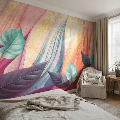 Selbstklebende Fototapete für die Wand mit abstraktem Blättermotiv