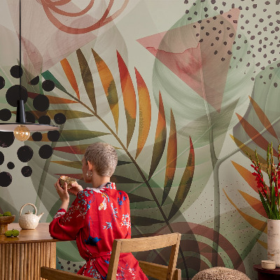 42D-Fototapete fürs Wohnzimmer Abstrakte Blätter