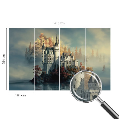 Selbstklebende Fototapete fürs Schlafzimmer mit Motiv eines Märchenschlosses