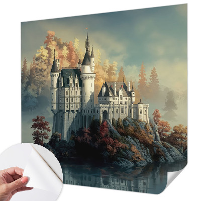 Selbstklebende Fototapete fürs Schlafzimmer mit Motiv eines Märchenschlosses