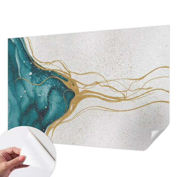 42D-Fototapete fürs Schlafzimmer Türkisfarbene Linien