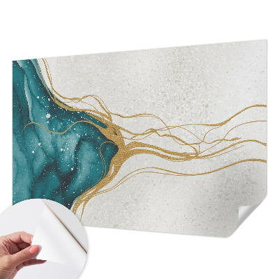 42D-Fototapete fürs Schlafzimmer Türkisfarbene Linien