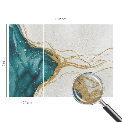 42D-Fototapete fürs Schlafzimmer Türkisfarbene Linien