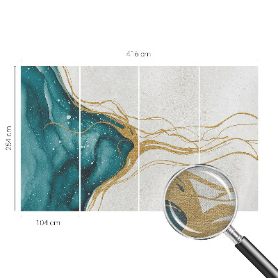 42D-Fototapete fürs Schlafzimmer Türkisfarbene Linien