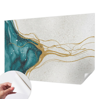 42D-Fototapete fürs Schlafzimmer Türkisfarbene Linien