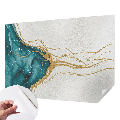 42D-Fototapete fürs Schlafzimmer Türkisfarbene Linien