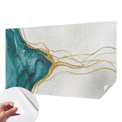 42D-Fototapete fürs Schlafzimmer Türkisfarbene Linien