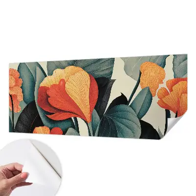 Motivtapete fürs Wohnzimmer mit bunten Blumen